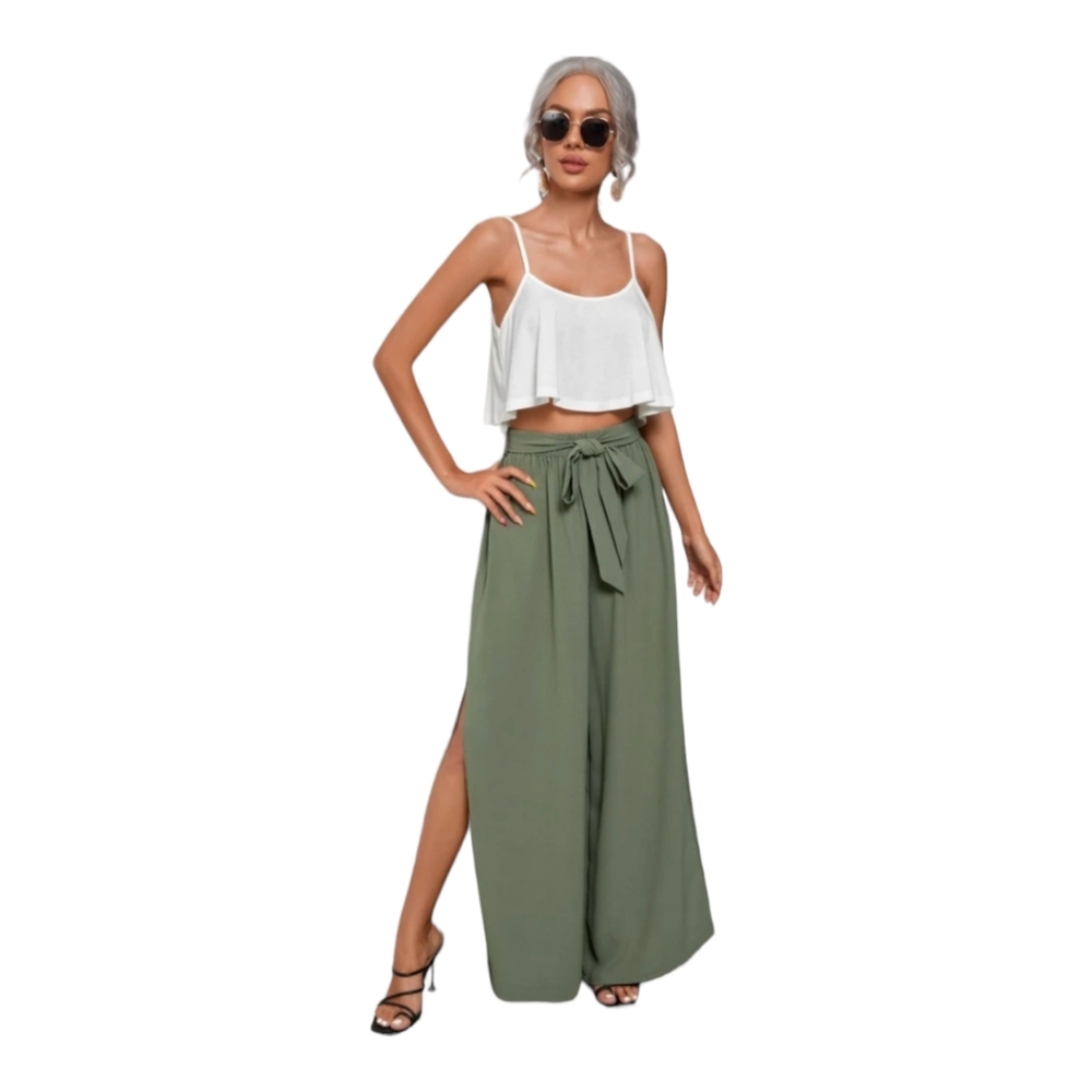 SHEIN VCAY Crop Top & Split Thigh Pant